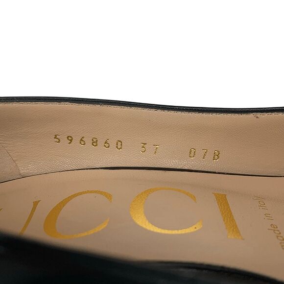 Gucci Zumi Black Leather Heels 37 EU 7 US Interlocking G Horsebit Made in Italy - Picture 12 of 13